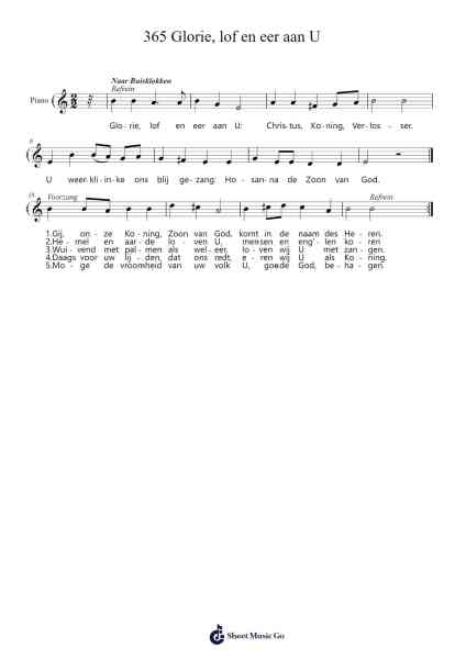 365 Glorie, lof en eer aan U Sheet Music by Doygust Mollscott-Arr.Invy
