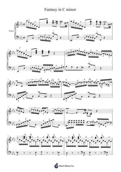 Fantasy in C Minor, BWV 906 Sheet Music by Johann Sebastian Bach-Arr.Jorthodore Adegee