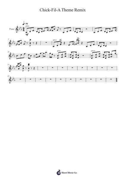 Chick-Fil-A Theme Remix Sheet Music by Kieran Hall-Arr.Mablia Finkeith