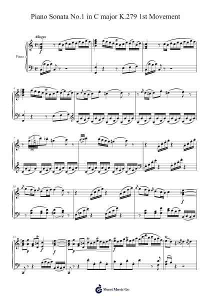 Piano Sonata No. 1 in C Major, K. 279: I. Allegro Sheet Music by Wolfgang Amadeus Mozart-Arr.Hartkeats