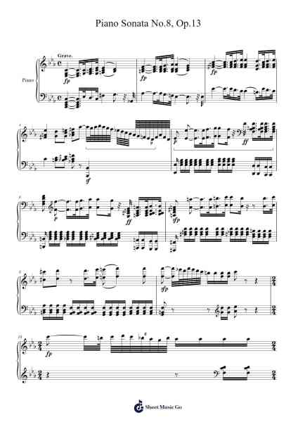 Piano Sonata No. 8 in C Minor, Op. 13 "Pathétique" Sheet Music by Ludwig van Beethoven-Arr.Keliot Hicksner
