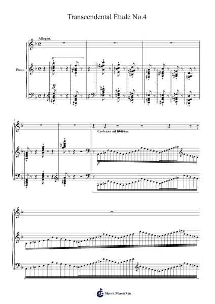 Transcendental Etude No.4 Sheet Music by Franz Liszt-Arr.Linjane Barcox