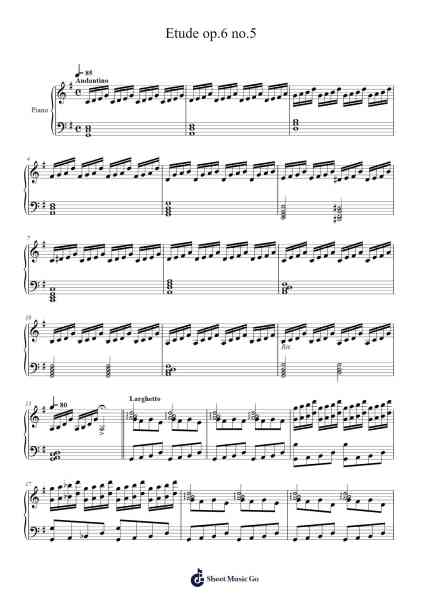 Etude op.6 no.5 Sheet Music oleh undefined-Arr.Sherrah Birroll