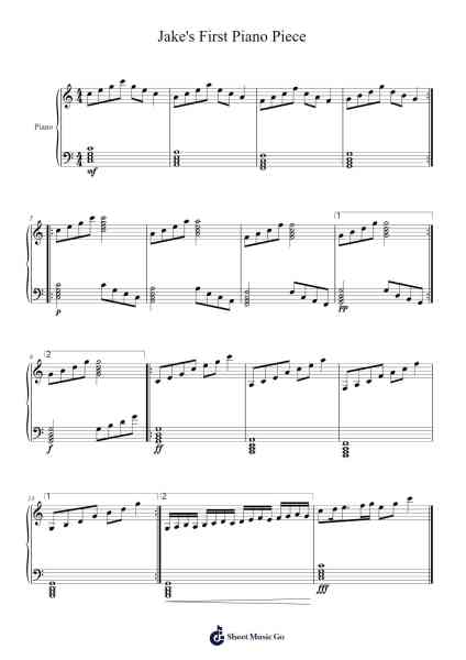 Jake's First Piano Piece โน้ตเพลงโดย Jake Hill-Arr.Catours