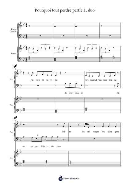 Pourquoi tout perdre partie 1, duo Sheet Music by -Arr.Shellay