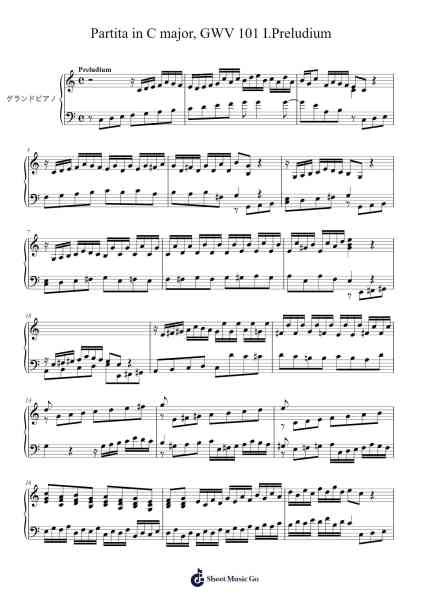 Partita in C Major, GWV 101: I. Preludium Sheet Music by Christoph Graupner-Arr.Yedpont