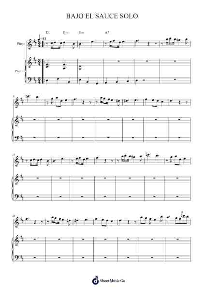 BAJO EL SAUCE SOLO Sheet Music by -Arr.Louieby