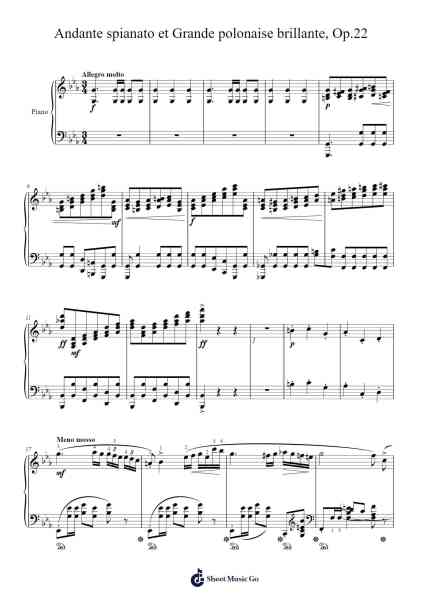 Andante Spianato et Grande Polonaise Brillante in E-flat Major, Op. 22 Sheet Music by Frédéric Chopin-Arr.Waygrid