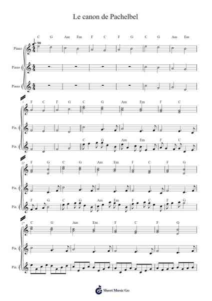 Le canon de Pachelbel Sheet Music by Johann Pachelbel-Arr.Kawar Rusfrank