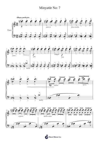 Minyatür No: 7 Sheet Music by Necil Kazım Akses-Arr.Dawnvia