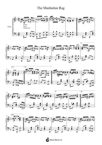 The Manhattan Rag Sheet Music by Edwin F. Kendall-Arr.Gaildie Tedn