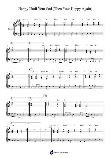 Happy Until Your Sad (Then your happy again) Sheet Music by Donovan Black-Arr.Hillstone Ogmin