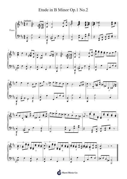 Etude in B Minor, Op. 1 No. 2 Sheet Music by chunhofung1-Arr.Carlphrey