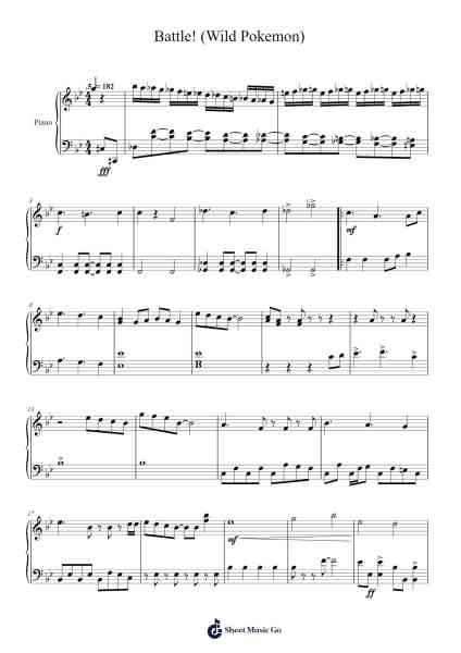 Battle! (Wild Pokemon) - Pokemon Ultra Sun and Ultra Moon Sheet Music by Pokemon Ultra Sun and Ultra Moon-Arr.Virwey Bloornid