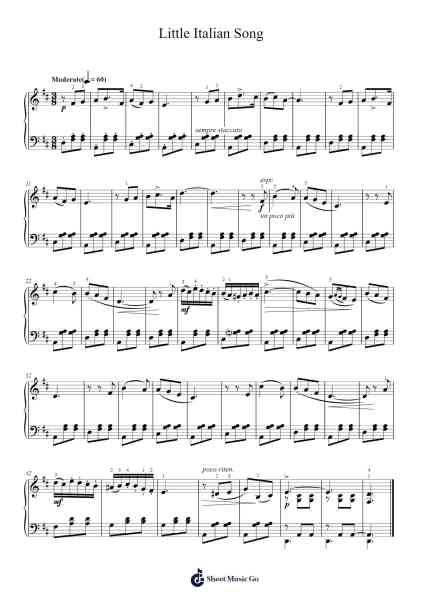 Album for the Young, Op. 39: No. 15, Italian Song in E-Flat Major Sheet Music by Pyotr Ilyich Tchaikovsky-Arr.Taysnow Churniel