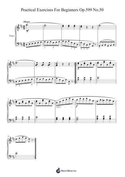 Practical Exercises For Beginners, Op. 599 No. 50 Sheet Music by Carl Czerny-Arr.Lespenn