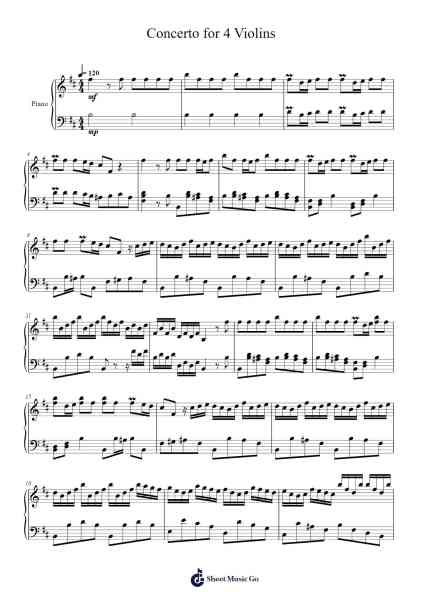 Concerto for 4 Violins Ноты для фортепиано от undefined-Arr.Ellyle Hunrhys