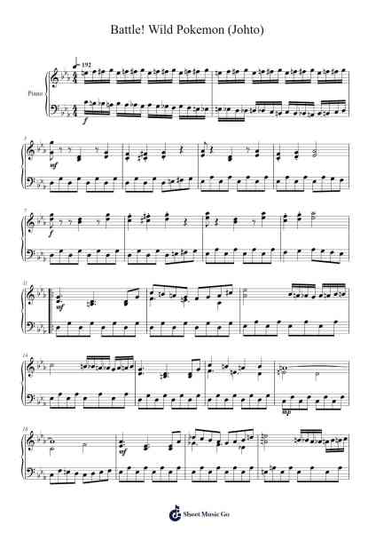 Battle! Wild Pokemon (Johto) Sheet Music by Junichi Masuda-Arr.Lamguy Nica