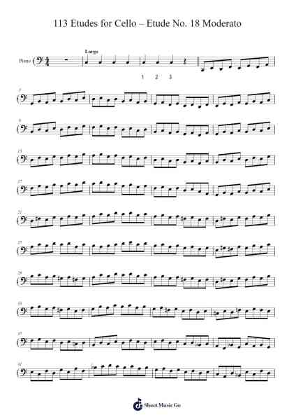113 Etudes for Cello, Op. 120: No. 91 Etude in A Minor - Moderato Sheet Music by Friedrich Dotzauer-Arr.Rareade Zoelotte