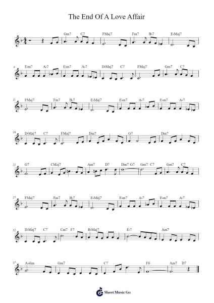 The End Of A Love Affair Sheet Music by Gadam-Arr.Cashlyle Windnix