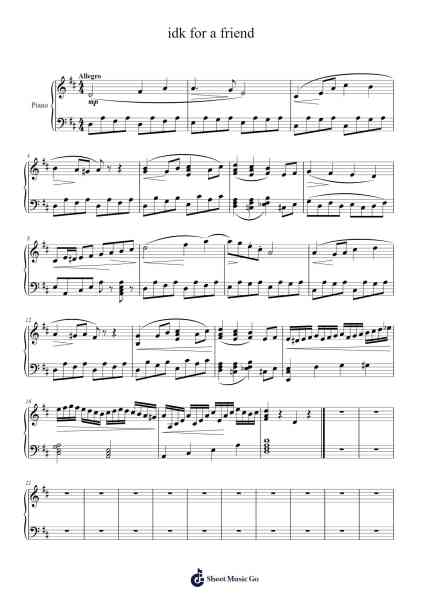 idk for a friend Sheet Music by Wrightcooke Housemaud-Arr.Pearroe