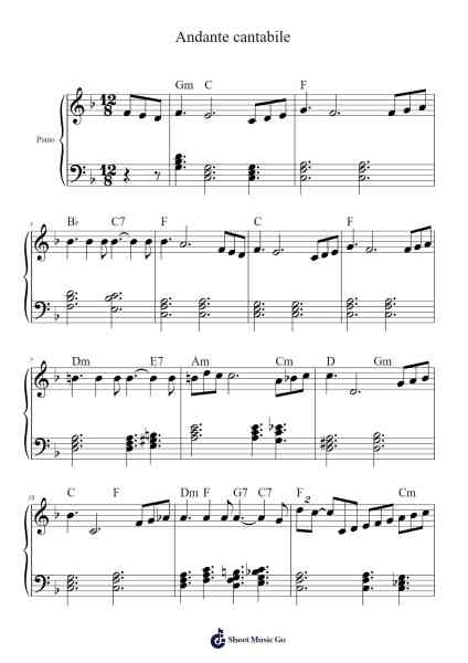 Andante Cantabile Sheet Music by Pyotr Ilyich Tchaikovsky-Arr.Brownegill Orbel