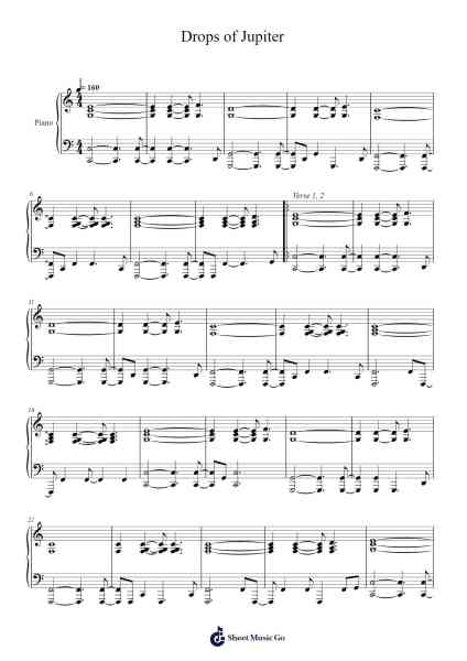 Drops of Jupiter Sheet Music by Train-Arr.Pubey