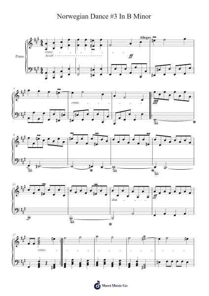 Norwegian Dance No. 3 in B Minor Sheet Music by St.Benedict_Nursia-Arr.Cashshop