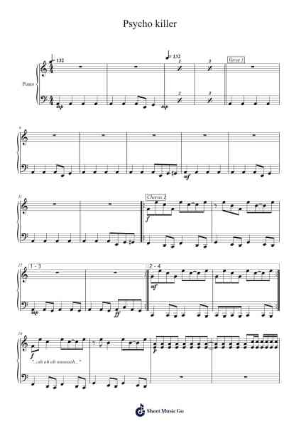 Psycho killer Sheet Music by Talking Heads-Arr.Urdia Janhue