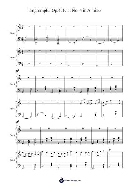 Impromptu, Op. 4, No. 4 in A Minor Sheet Music by Francisco B. Minikowski-Arr.Jeno Willlotte