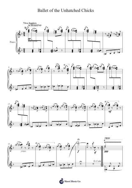 Pictures at an Exhibition: Ballet of the Unhatched Chicks Sheet Music by Ragtime Cam-Arr.Tybey