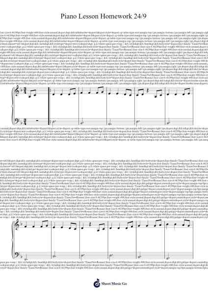 Piano Lesson Homework 24/9 Sheet Music by -Arr.Maugvia Browninglogg