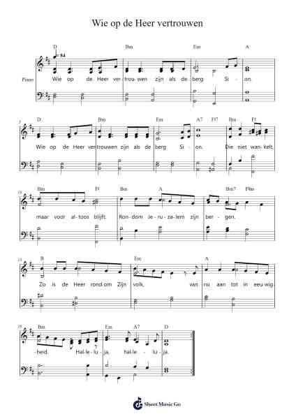 Wie op de Heer vertrouwen Sheet Music by -Arr.Bardries Popelroy