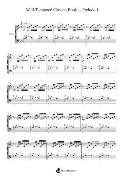 Well-Tempered Clavier, Book 1, Prelude 1 Sheet Music by Johann Sebastian Bach-Arr.Shertram