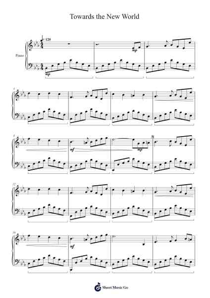 Towards the New World Sheet Music by Masao Aichi-Arr.Narion