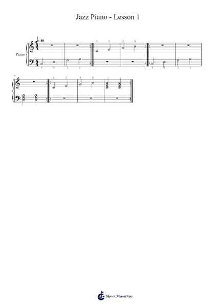 Jazz Piano - Lesson 1 Sheet Music by Jebois Hudlap-Arr.Gwenje Cookmike
