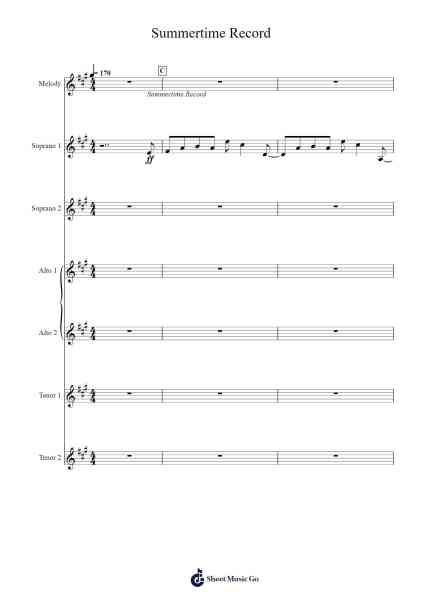 Summertime Record Acapella Arrangement Sheet Music by Jin (Shizen no Teki-P)-Arr.Janron