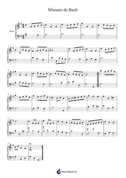 Minueto de Bach 樂譜由 undefined - 編曲 Tutlyn Bradpeare