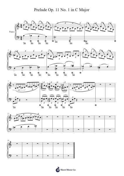 Prelude Op. 11 No. 1 in C Major Sheet Music by Jontier-Arr.Laupound