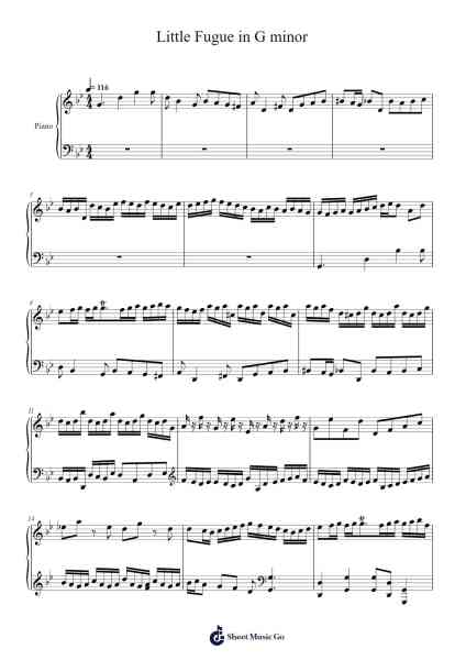 Little Fugue in G Minor, BWV 578 Sheet Music by Johann Sebastian Bach-Arr.Cliffcam Whbill