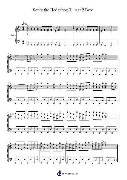 Sonic the Hedgehog 3 - Act 2 Boss Sheet Music by Sega Sound Team-Arr.Keatsrid Burnsgo