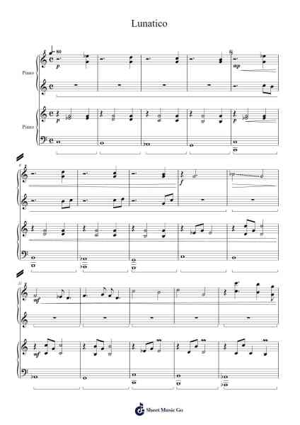 Lunatico Sheet Music by lollipophunter-Arr.Macre Accer