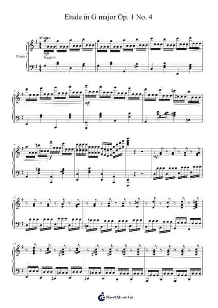 Etude in G Major, Op. 1 No. 4 Sheet Music by Miklos Martinko-Arr.Carlbur