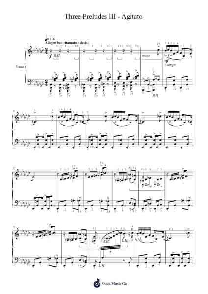 Three Preludes III - Agitato Sheet Music by George Gershwin-Arr.Serles