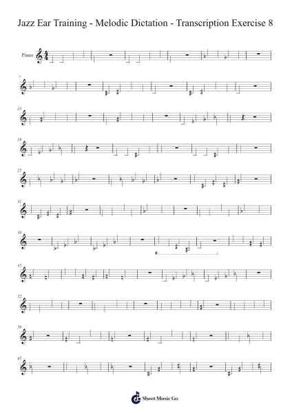 Jazz Ear Training - Melodic Dictation - Transcription Exercise 8 Sheet Music by Misc tunes-Arr.Windict