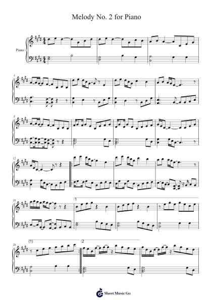 Melody No. 2 for Piano Sheet Music by Alex Konradi-Arr.Burnelett Loncil
