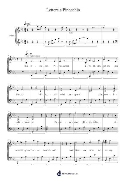 Lettera a Pinocchio Sheet Music by Johnny Dorelli-Arr.Bardtrid