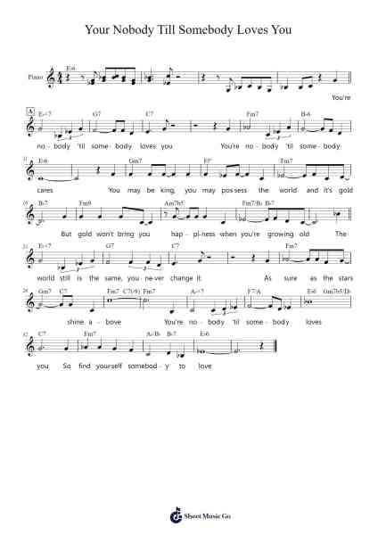 Your Nobody Till Somebody Loves You Sheet Music by Russ Morgan/Larry Stock/James Cavanaugh-Arr.Attmen Keycie
