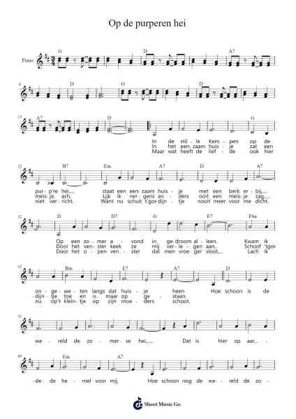 Op de purperen hei Sheet Music by Quilstan Fabee-Arr.Blabott