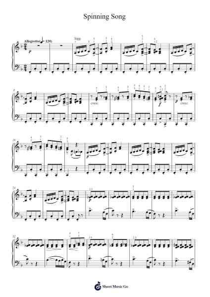 Spinning Song Sheet Music by Albert Ellmenreich-Arr.Arabias